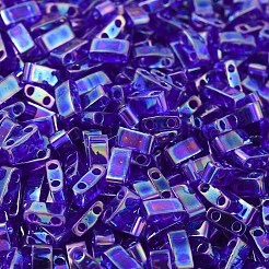 MIYUKIハーフティラビーズ  日本製シードビーズ  2の穴  （htl177)透明コバルトab  5x2.3x1.9mm  穴：0.8mm  約250PCS /ボトル  10 G /ボトル&nbsp;SEED-JP0008-HTL0177