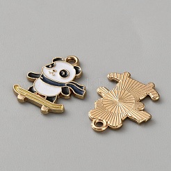 亜鉛合金エナメルペンダント  パンダチャーム  ゴールドカラー  ゴールドカラー  19x15x1.5mm  穴：1.5mm&nbsp;ENAM-CJC0013-22A