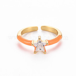 Brass Enamel Cuff Rings&nbsp;RJEW-T016-30-NF