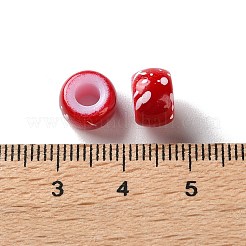 スプレー塗装されたABSプラスチック製のヨーロッパのビーズ  大穴ビーズ  ラウンド  ファイヤーブリック  9x6mm  穴：4mm  約1600個/500g&nbsp;KY-G033-01A-04