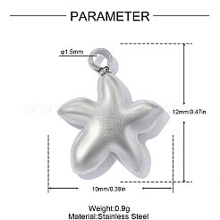 304ステンレスペンダント  ヒトデのチャーム  鏡面研磨仕上げ  ステンレス鋼色  12x10mm  穴：1.5mm&nbsp;STAS-OY019-48P