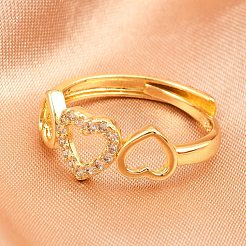 Brass Micro Pave Cubic Zirconia Cuff Rings for Women&nbsp;RJEW-Z113-26G