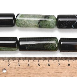 天然石瑪瑙ビーズ連売り  染め＆加熱  コラム  グリーン  39.5~40x13.5~15mm  穴：1.2~1.4mm  約10個/連  15.51''~15.63