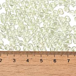 透明な色のガラスシードビーズ  ロンデル  淡緑色  6/0  4x3mm  穴：1.4mm  約5700個/ポンド&nbsp;SEED-P007-02A-06