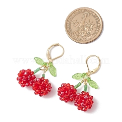 Acrylic Glass Cherry Leverback Earrings&nbsp;EJEW-MZ00444