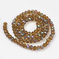 電気メッキガラスビーズセット  半分虹メッキ  多面カット  ロンデル  ダークチソウ  6x5mm  穴：1mm  約80~85個/連  38~40cm&nbsp;EGLA-A034-T6mm-L10
