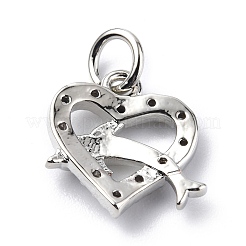 Brass Micro Pave Cubic Zirconia Charms&nbsp;ZIRC-F131-15P
