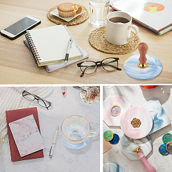 2Pcs 2 Styles Marble Pattern Porcelain Cup Coasters&nbsp;AJEW-CP0009-18B