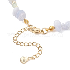 Natural Blue Lace Agate Chip & Dyed Natural Malaysia Jade & Synthetic Hematite & Shell Pearl Bead Necklace & Bracelets Sets&nbsp;SJEW-JS01377