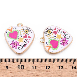 プリント合金ペンダント  ナザールボンジュウのチャーム入りハート  カラフル  25.5x23x3mm  穴：2mm&nbsp;LS-ENAM-ZX002-36A