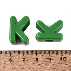 オペークアクリルヨーロピアンビーズ  大穴ビーズ  文字k  シーグリーン  21x15x13.5mm  穴：6mm  約174個/500g&nbsp;OACR-M027-01K-11