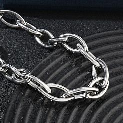 10mm 304ステンレススチール製ホースアイリンクチェーンブレスレット  変色なし  ステンレス鋼色  8.46インチ（21.5cm）&nbsp;SA-CBA2696-27P