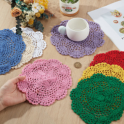 8Pcs 8 Styles Handmade Knitting Polyester Cloth Fabric Coaster&nbsp;AJEW-NB0007-91
