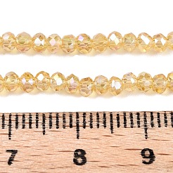 電気メッキガラスビーズセット  ABカラーメッキ  多面カット  ロンデル  ライトカーキ  2.9~3.3x2mm  穴：0.8mm  約135~140個/連  32~34cm&nbsp;EGLA-A044-T2mm-B03
