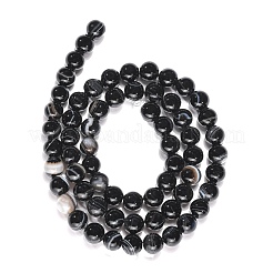 Natural Black Agate Beads Strands&nbsp;G-G391-6mm-01