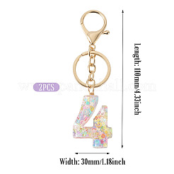 Number 4 Transparent Resin Keychains&nbsp;KEYC-TADJ0001-10D
