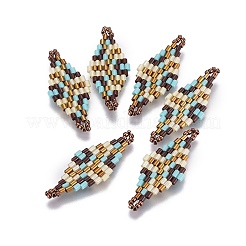 MIYUKI＆TOHO手作り日本のシードビーズリンク  織機模様  菱形  カラフル  32.5~33x12.6~13x1.7~1.8mm  穴：1.2~1.4mm&nbsp;SEED-E004-I16