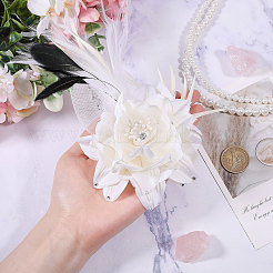 Flower Feather & Iron Lapel Pins for Clothes&nbsp;JEWB-WH0010-114A