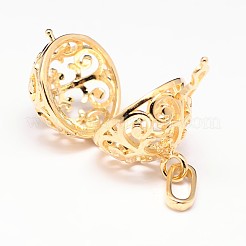 Rack Plating Brass Hollow Round Cage Pendants&nbsp;KK-M181-13G