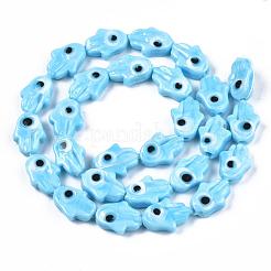 Handmade Evil Eye Lampwork Beads Strands&nbsp;LAMP-WH0006-06F