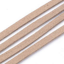 スエード調コード  フェイクレース  淡い茶色  3x1.5mm  約5.46ヤード（5m）/ロール  25のロール/袋&nbsp;LW-R003-3mm-1119