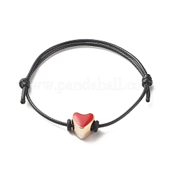 Heart Acrylic Enamel Beads Adjustable Cord Bracelet for Teen Girl Women&nbsp;BJEW-JB07049