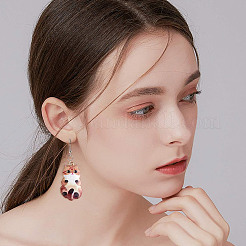 48個6スタイルアロイエナメルペンダント  ライトゴールド  猫のチャーム  ミックスカラー  25x14mm  8個/スタイル&nbsp;ENAM-DR0001-05