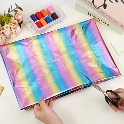 レインボーポリエステルスパンデックスストレッチ生地  DIYのクリスマス工作や衣類用  カラフル  100x150cm&nbsp;DIY-WH0622-042