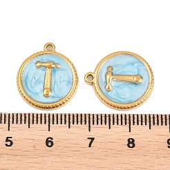 304ステンレススチールエナメルペンダント  フラットラウンド型で、文字「t」のチャームが付いています。  イオンプレーティング（ip）  18KGP本金メッキ  17.5x15.5x2.5mm  穴：1.5mm&nbsp;STAS-K293-16G-01