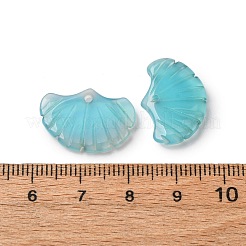 天然な青瑪瑙のペンダント  イチョウの葉のチャーム  染め＆加熱  15x19x3~4mm&nbsp;G-NH0006-01K