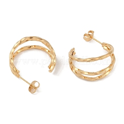 PVD Vacuum Plating 201 Stainless Steel Moon Stud Earrings&nbsp;EJEW-I309-72G-02