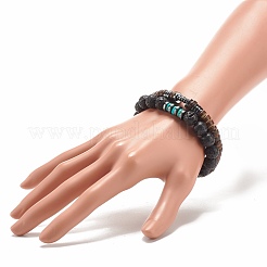 2Pcs 2 Style Natural Coconut & Gemstone Stretch Bracelets Set&nbsp;BJEW-JB07938