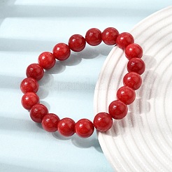 10MM Natural Dyed White Jade Round Beaded Stretch Bracelets for Women&nbsp;GG-CBA3F02-12B