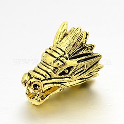 Tibetan Style Alloy Animal 3D Dragon Head Beads&nbsp;PALLOY-A063-04