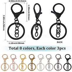 24Pcs 8 Caolors Alloy Keychain Clasps&nbsp;KEYC-SC0001-80