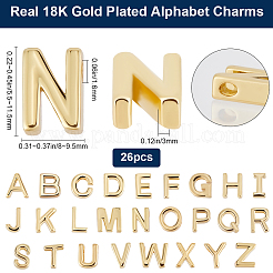 26個26スタイル真鍮チャーム  長持ちメッキ  文字L  a～zの文字  8~9x4.5~11.5x3mm  穴：0.8~1.6mm  1個/スタイル&nbsp;KK-BBC0016-53