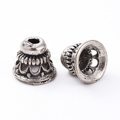 チベット風ビーズキャップ  帽子  アンティークシルバー  8x7mm  穴：1.5mm  内径：5mm&nbsp;X-TIBEB-E013-AS