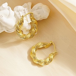 304ステンレススチールツイストロープフープピアス（女性用）  ゴールドカラー  26mm&nbsp;LS-SN6682-1