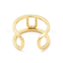 Clear Cubic Zirconia Initial Letter Open Cuff Ring&nbsp;RJEW-A012-01G-U