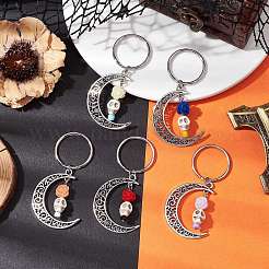 5Pcs Alloy & Synthetic Turquoise & Resin Keychain&nbsp;KEYC-JKC00777
