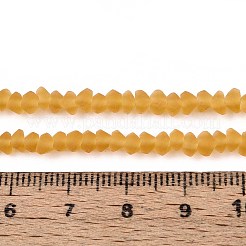曇った透明ガラスビーズ連売り  三角形  ゴールデンロッド  3~3.5x4~4.5x4~4.5mm  穴：0.8mm  約121~131個/連  14.37~15.35インチ（36.5~39cm）&nbsp;GLAA-N016-4mm-24