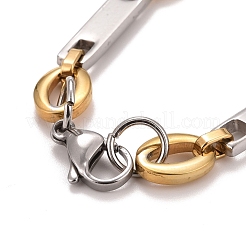 PVD Vacuum Plating 201 Stainless Steel Oval & Rectangle Link Chain Bracelets&nbsp;STAS-E160-10GP