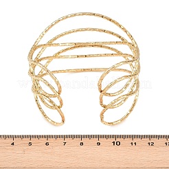 女性用ハンマー加工304ステンレススチール製マルチカフバングル  イオンプレーティング（ip）  18KGP本金メッキ  内径：2.34x1.71インチ（5.95x4.35cm）&nbsp;BJEW-Z161-01G