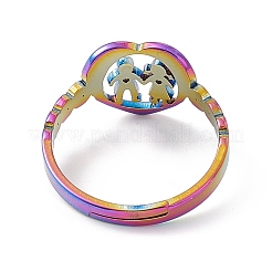 Ion Plating(IP) 201 Stainless Steel Heart with Lovers Adjustable Ring for Valentine's Day&nbsp;RJEW-K238-11M