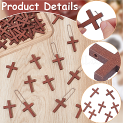 DIY Dyed Wood Cross Pendants Decoration Making Kits&nbsp;DIY-SP0006-46