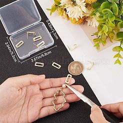 14 個の真鍮のスタッドのイヤリングパーツ  垂直ループ付き  ニッケルフリー  長方形  丸カン14個とプラスチック製イヤーナット50個付き。  18KGP本金メッキ  15.5x7mm  穴：2.5mm  ピン：0.8mm&nbsp;DIY-CN0002-43
