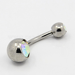 ファッショナブルな304ステンレススチールのベリーリング  ラインストーン付き  ミックスカラー  23~24x8mm  ピン：1mm&nbsp;AJEW-J004-M
