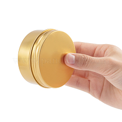 丸いアルミ缶  アルミジャー  化粧品の貯蔵容器  ろうそく  キャンディー  ねじ蓋付き  ゴールドカラー  7.05x2.45cm  20個/箱&nbsp;CON-PH0001-69