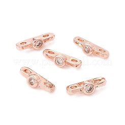 Rack Plating Brass Pave Clear Cubic Zirconia Connector Charms&nbsp;LS-KK-G433-04RG