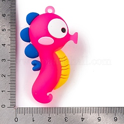 ポリ塩化ビニールのプラスチックチャーム  タツノオトシゴ  濃いピンク  60x35x26mm  穴：3mm&nbsp;KY-S172-04A